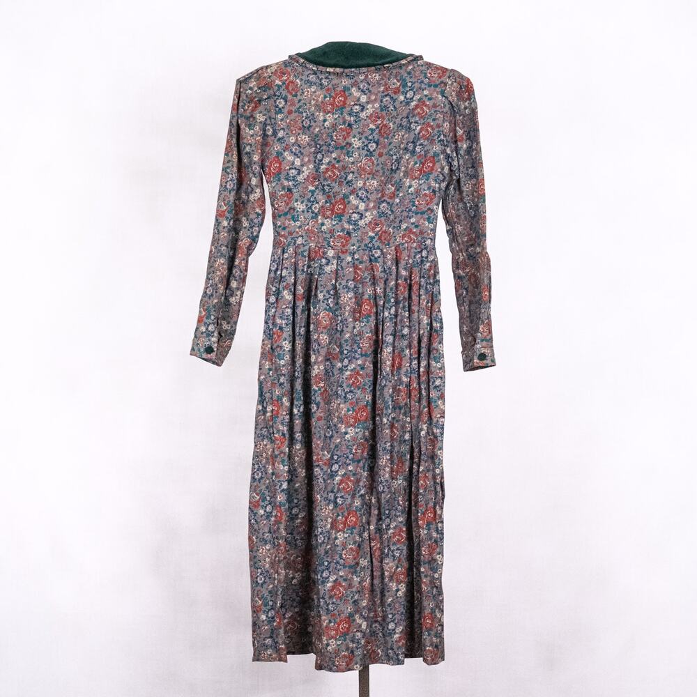 Vintage Laura Ashley Dress Floral Viyella Fabric US Size 8 Velvet Collar Cottage - Picture 4 of 9